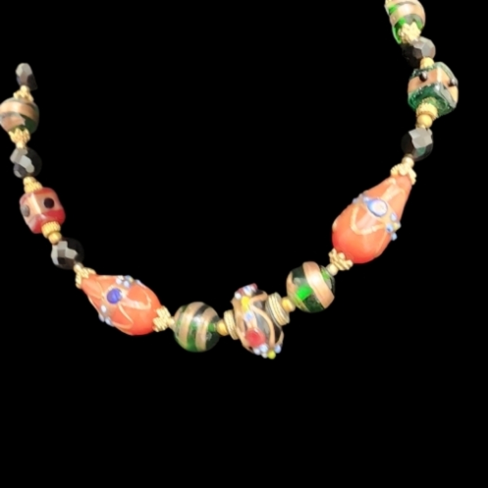 Les Bernard Vintage Murano beads With gold plated accents  Costume jewelry